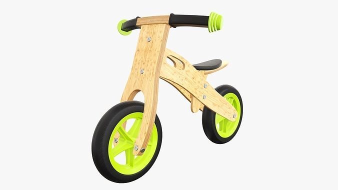 Balance bike for kids wooden v2 3D model