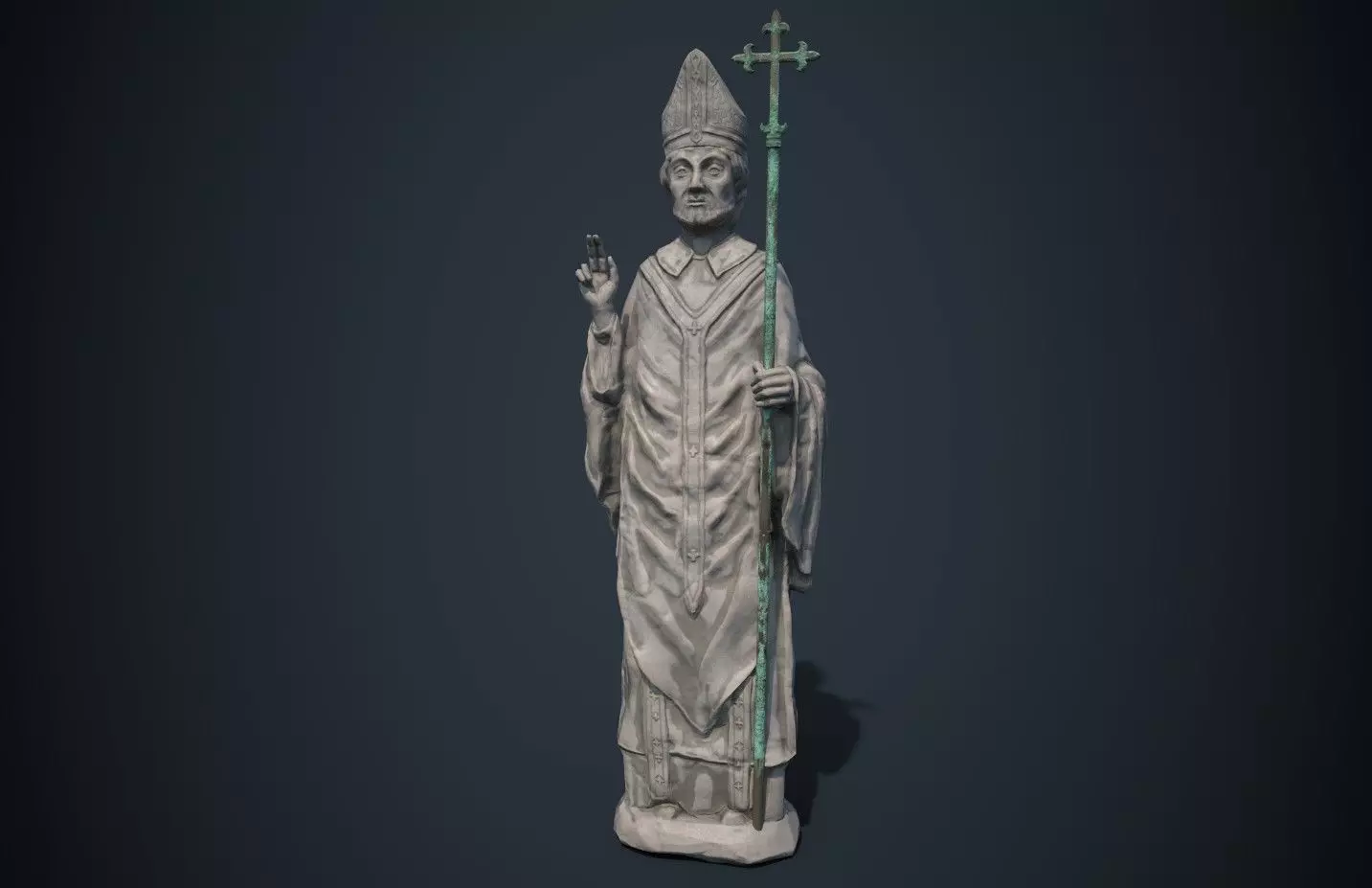 Saint Statue Low-poly 3D model_0