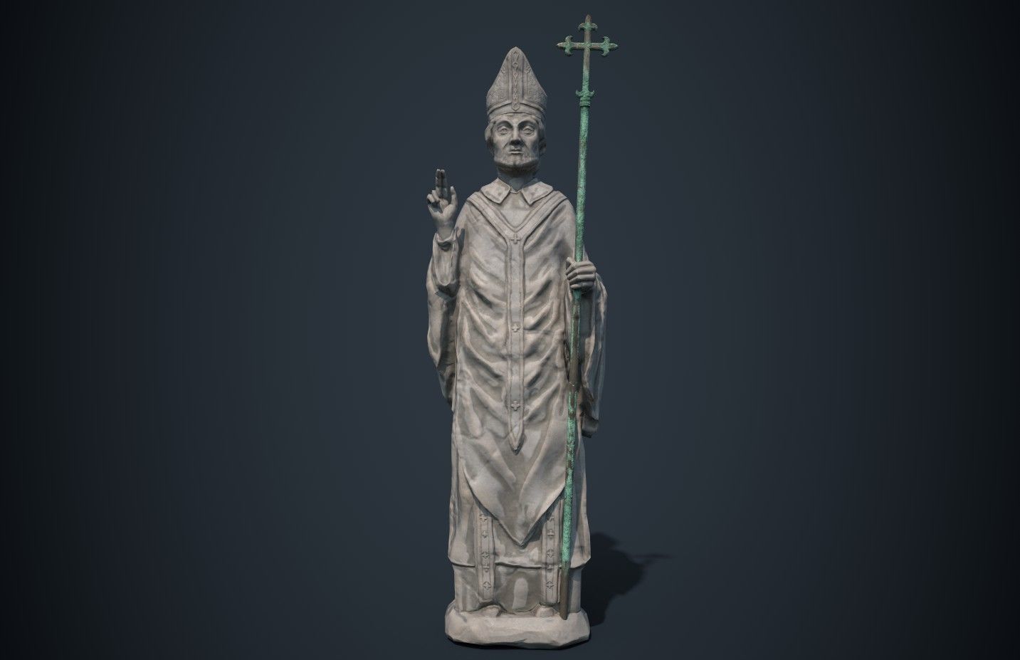 Saint Statue Low-poly 3D model_2