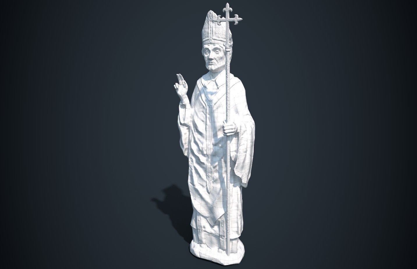 Saint Statue Low-poly 3D model_5