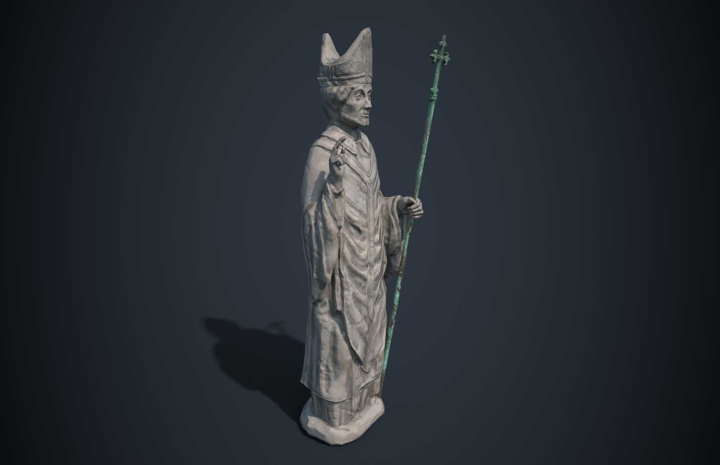 Saint Statue Low-poly 3D model_1
