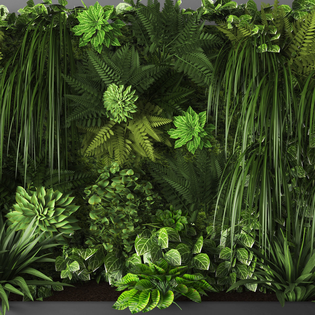 Vertical garden 90 Low-poly 3D model_1
