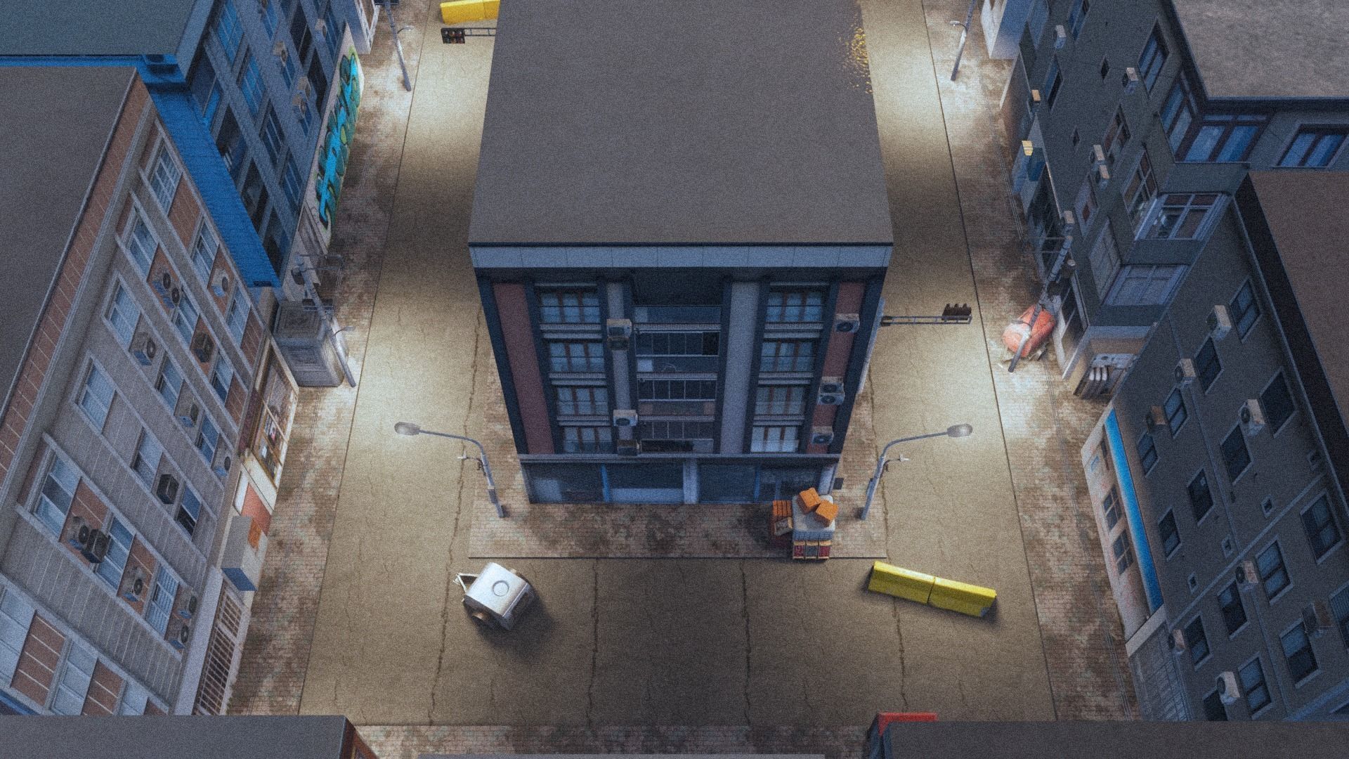 Post Apocalyptic Street Low-poly 3D model_11