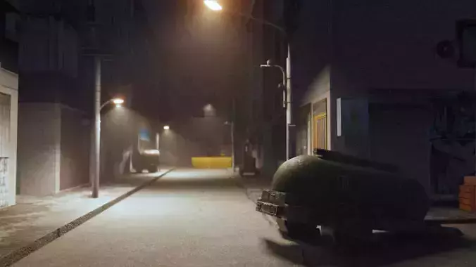 Post Apocalyptic Street Low-poly 3D model