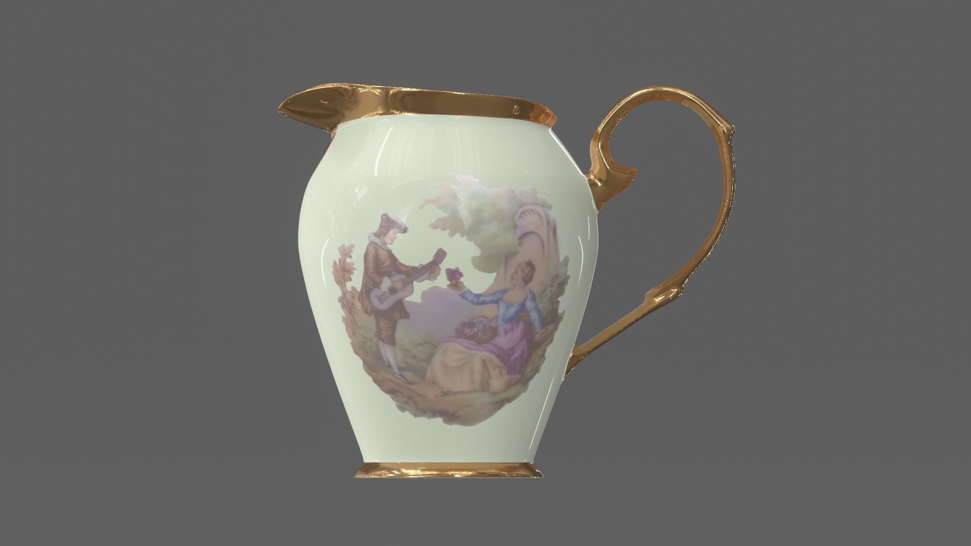 Jug Milk Porcelain Retro 3D Model 3D model_8