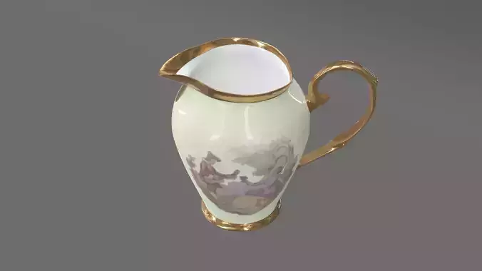 Jug Milk Porcelain Retro 3D Model