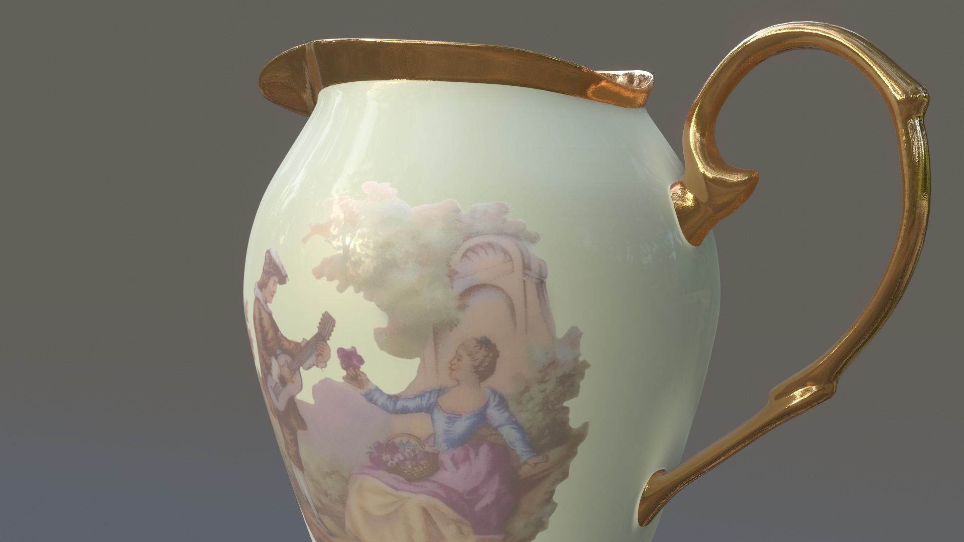 Jug Milk Porcelain Retro 3D Model 3D model_3