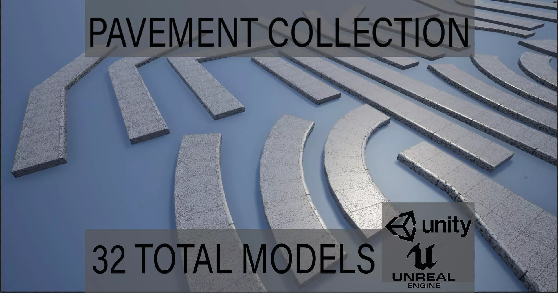 Lowpoly Modular PBR Pavements Low-poly 3D model_0