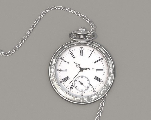 Pocket watch with chain 3D model
