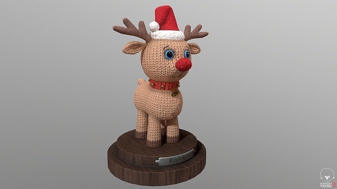 Knitted toy Christmas Rudolph 3d model Low-poly 3D model