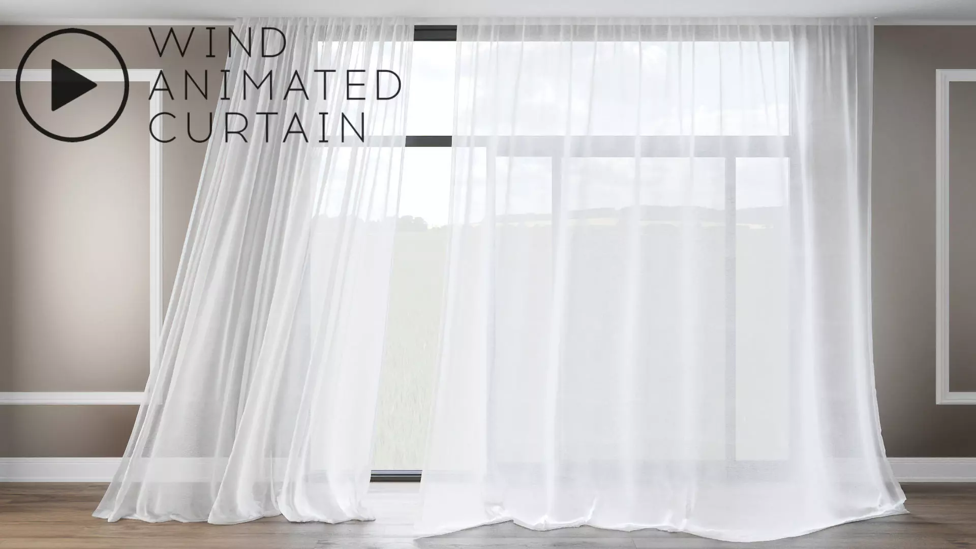 Wind Animated Curtain 3D model_0