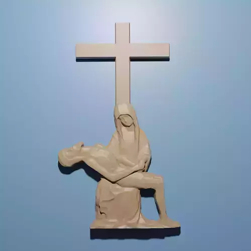 Cross Mary And Jesus Cross 3D STL Model for CNC Router 