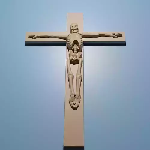 Human SkeletonCross 3D STL Model for CNC Router Engrave 3D print model