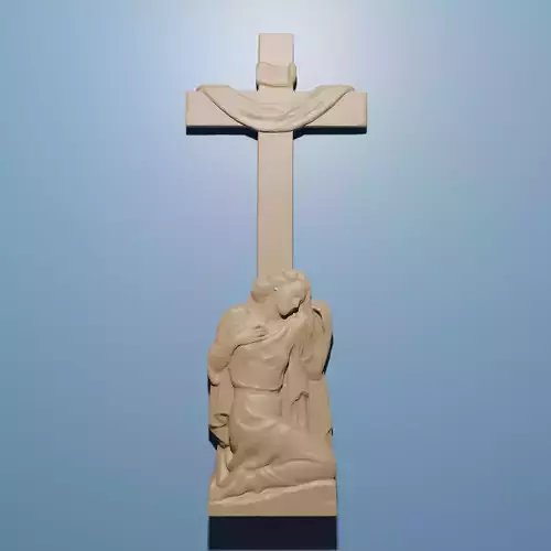 Mary Cross 3D STL Model for CNC Router
