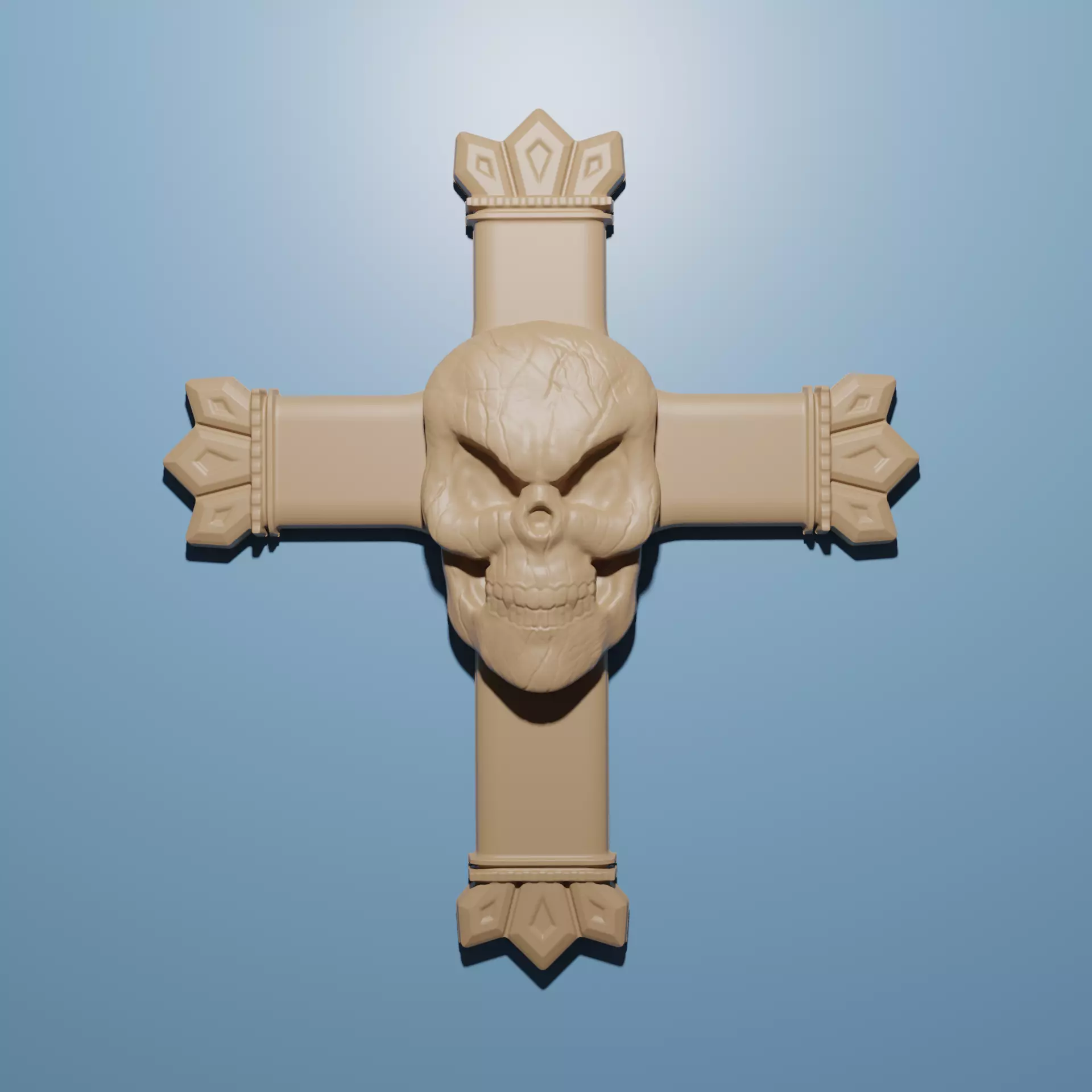 Skull Cross 3D STL Model for CNC Router Engraver 3D print model