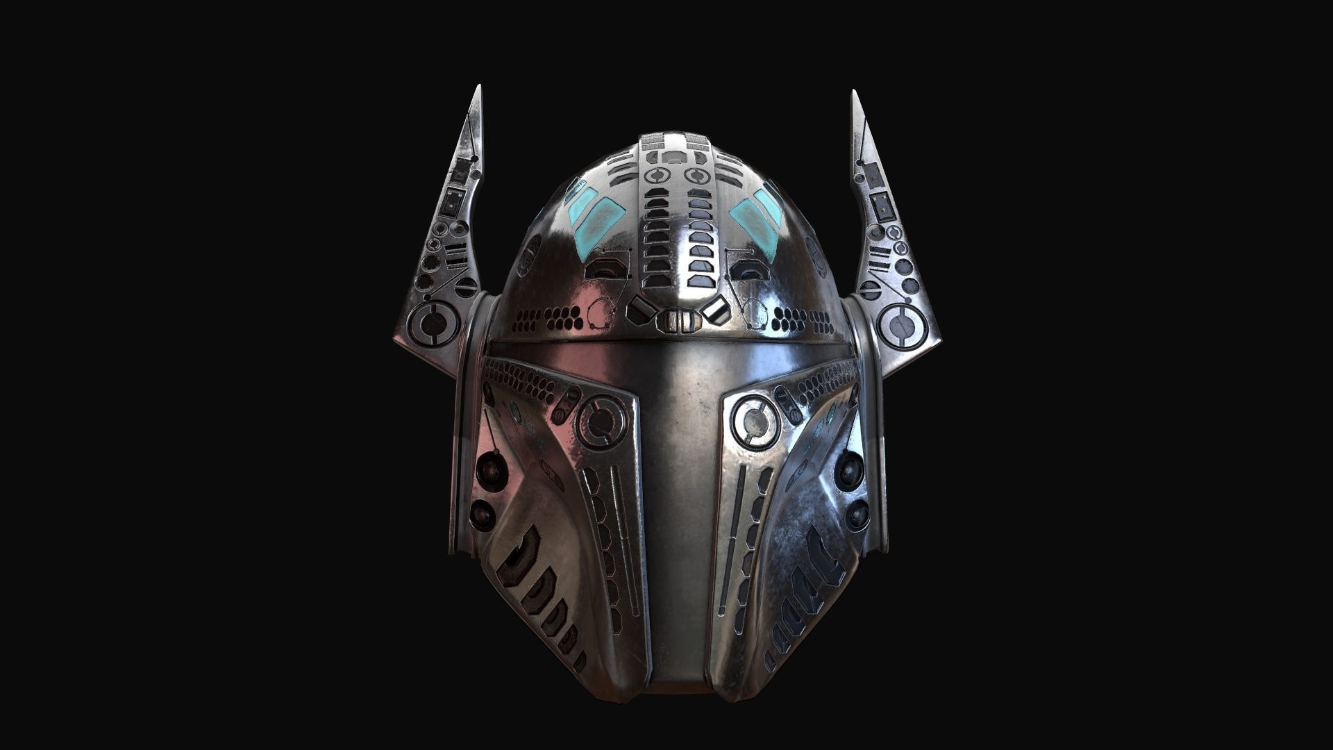 Mandalorian Helmet PBR Low-poly 3D model_3