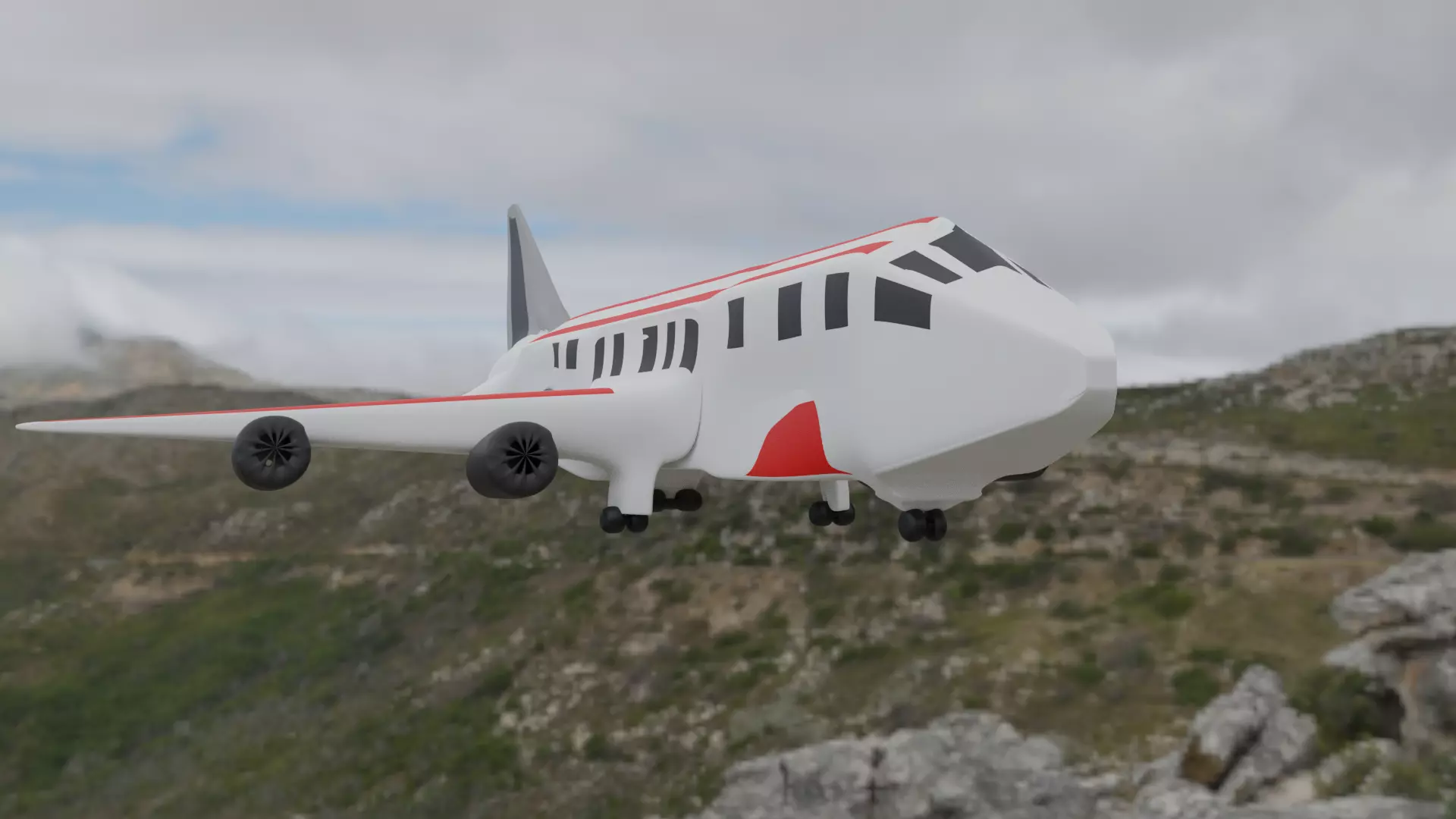 Aeroplane airplane in sky Free low-poly 3D model