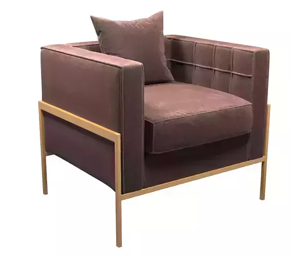 Chair velvet armchair with gold frame