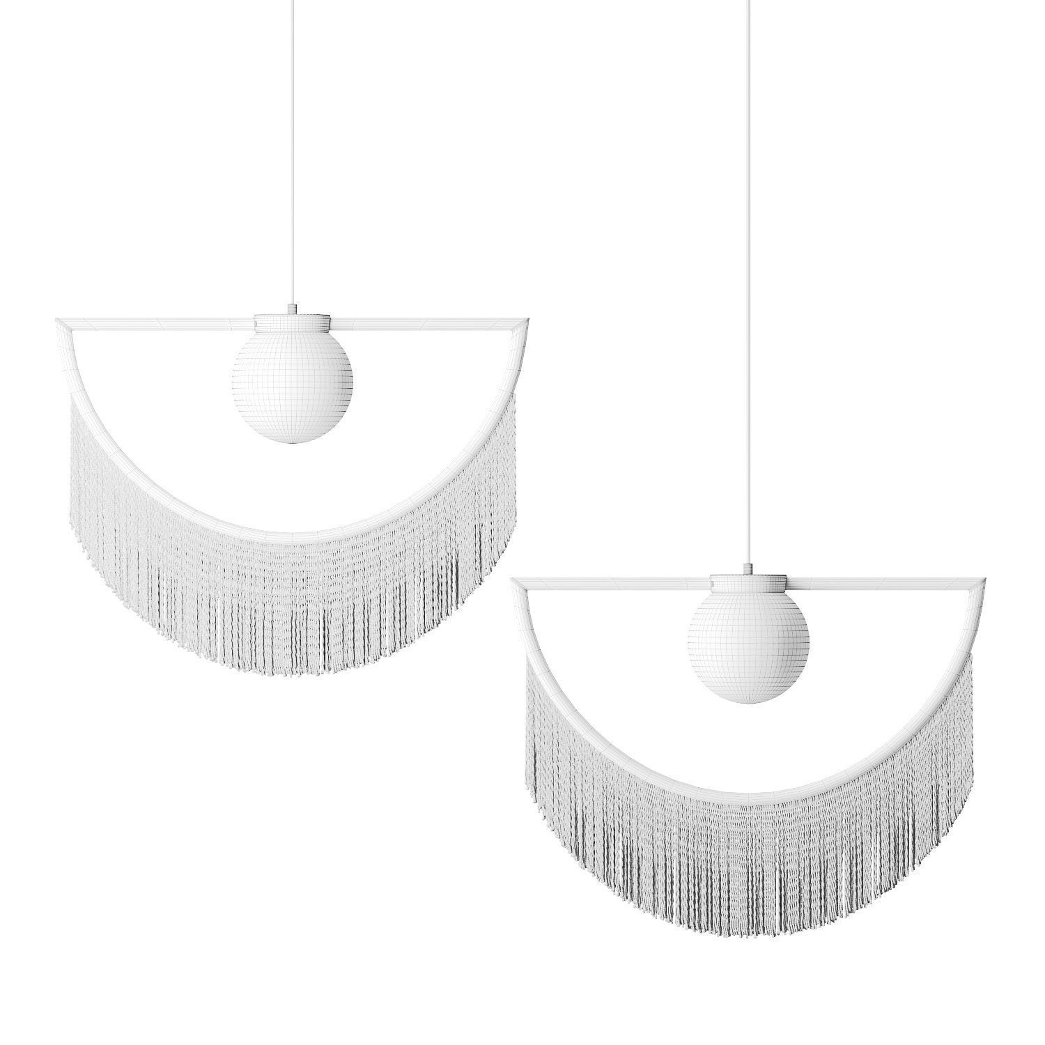   Pendant lamp with tassels Fringe  3D model_2