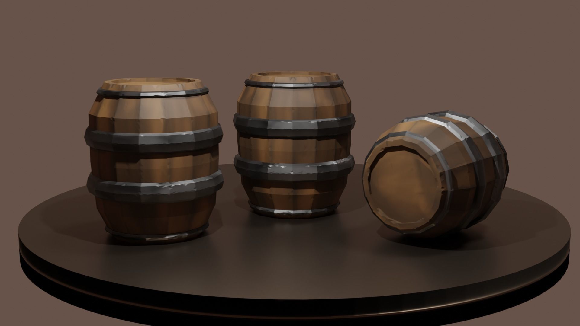 Stylized Barrel Low-poly 3D model_1