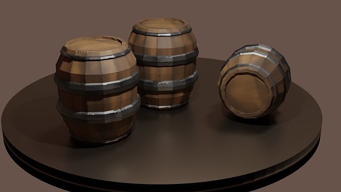 Stylized Barrel Low-poly 3D model