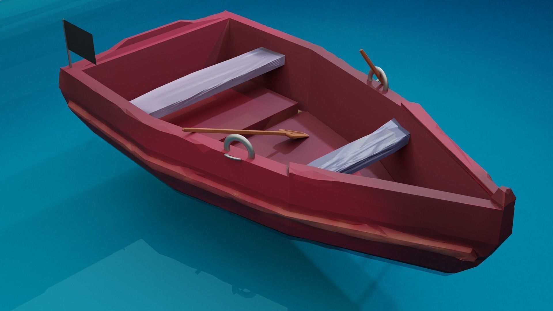 Stylized Low Poly Red Boat Low-poly 3D model_1