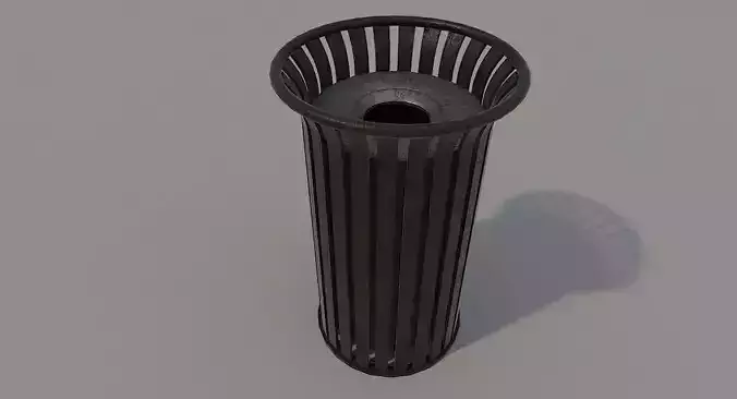 Old Metal Trashcan Low-poly 3D model
