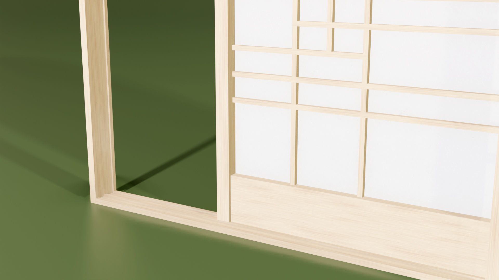 Japanese Shoji with designed lattice Low-poly 3D model_5