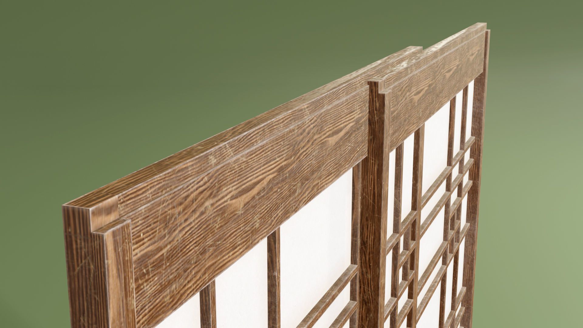 Japanese Shoji with designed lattice Low-poly 3D model_8