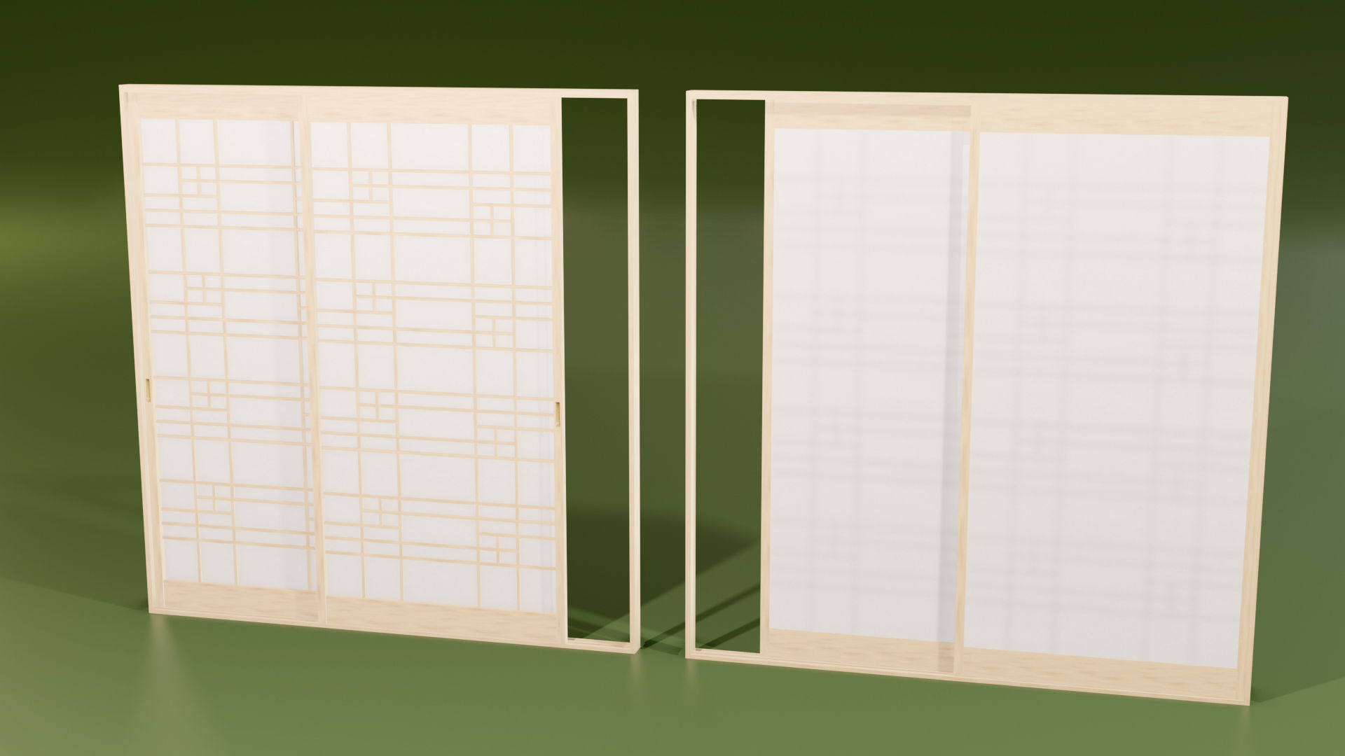Japanese Shoji with designed lattice Low-poly 3D model_4