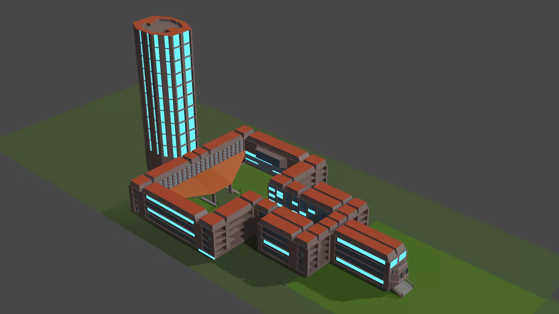 University Campus Free low-poly 3D model