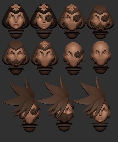 Anime superset of Space nuns alternative heads 3D print model