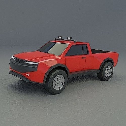 Generic lowpoly pickup truck Low-poly 3D model