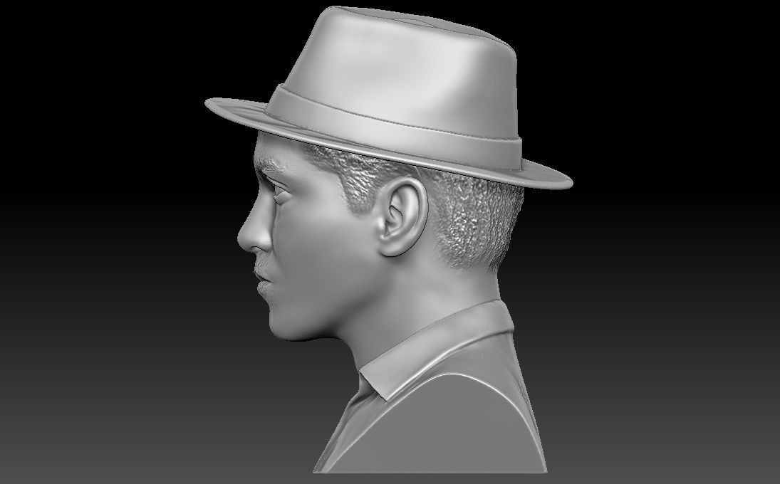 Bruno Mars bust 3D printing ready stl obj formats 3D print model_4