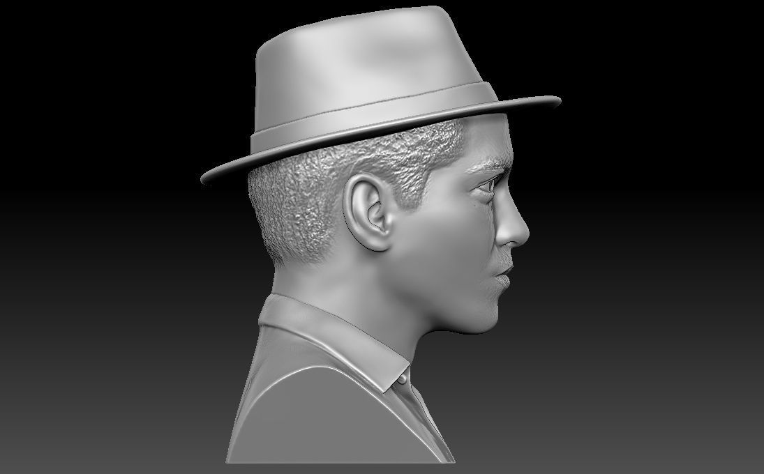 Bruno Mars bust 3D printing ready stl obj formats 3D print model_8