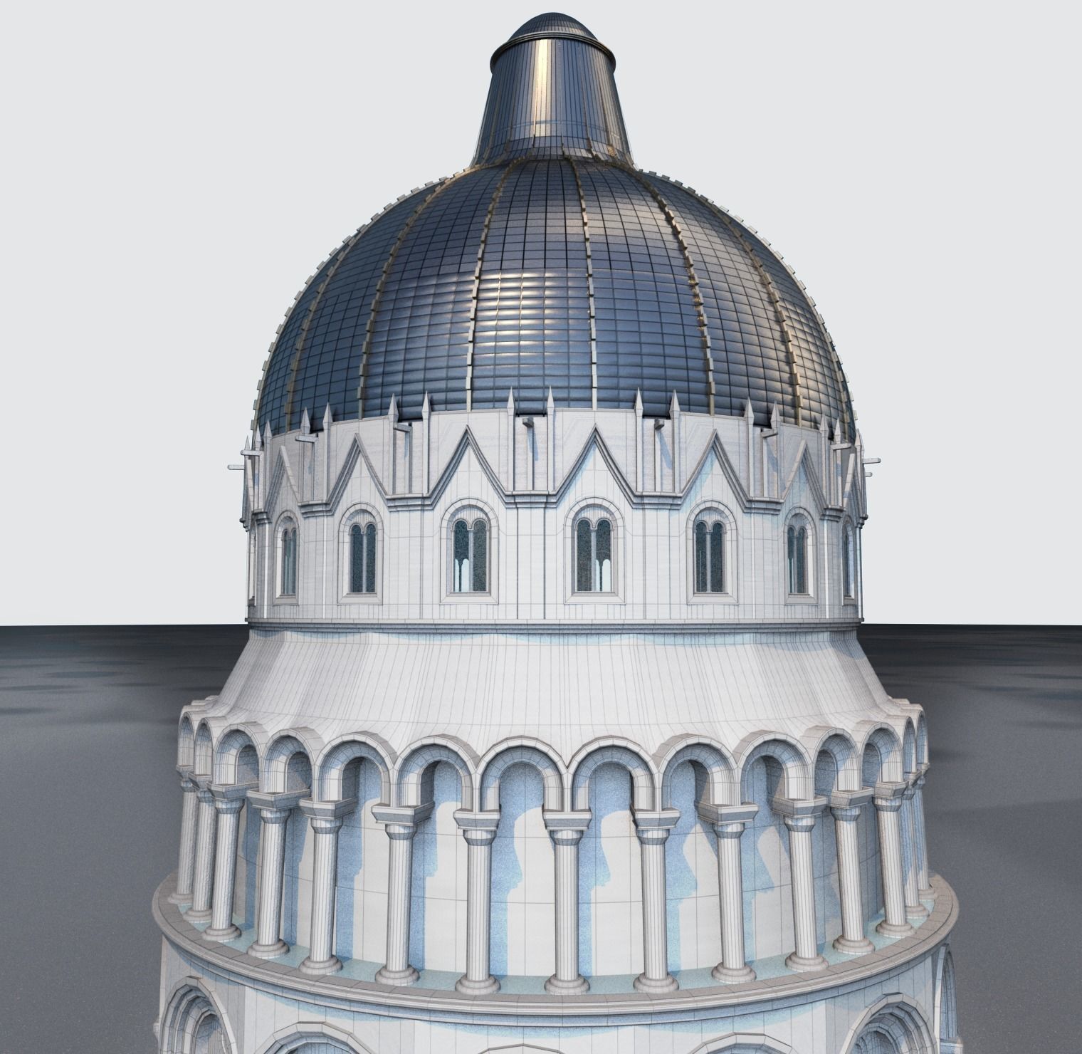 Baptistery leaning tower of pisa 3D model_3