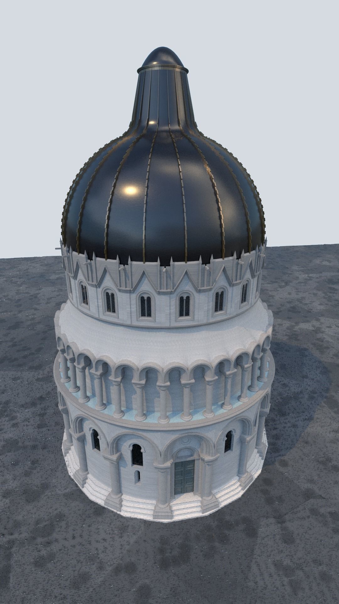 Baptistery leaning tower of pisa 3D model_4