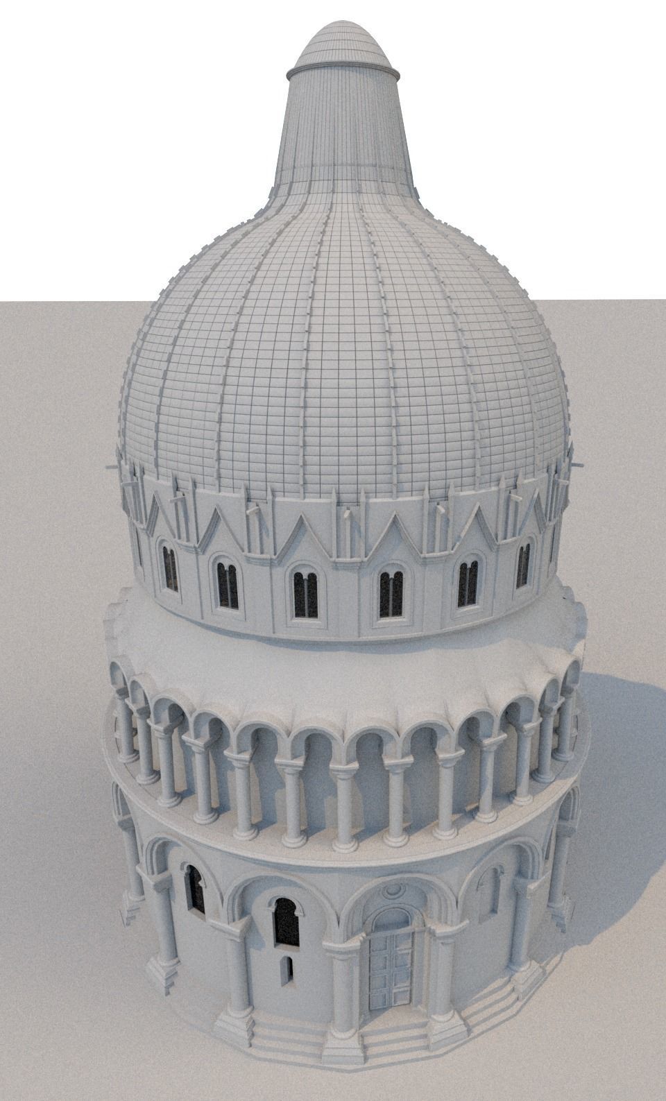 Baptistery leaning tower of pisa 3D model_6
