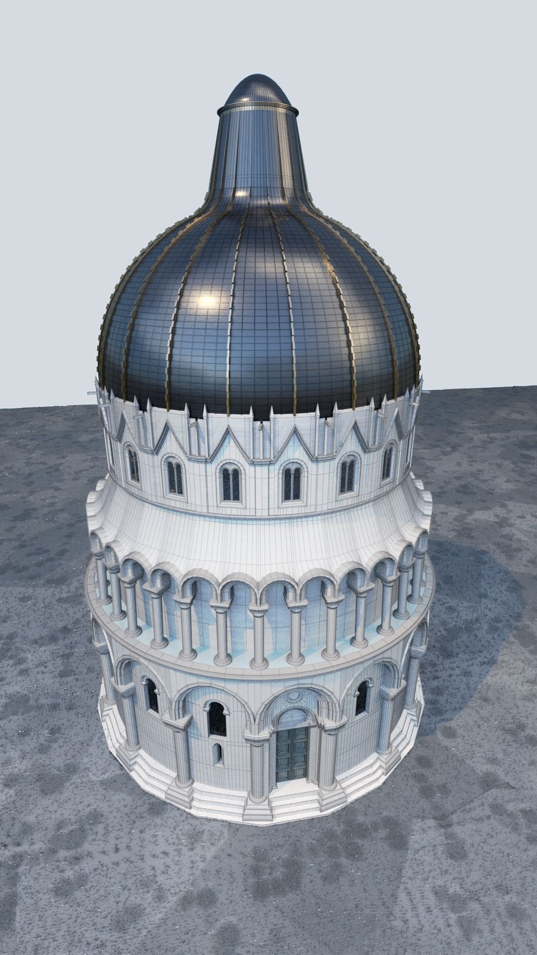 Baptistery leaning tower of pisa 3D model_1