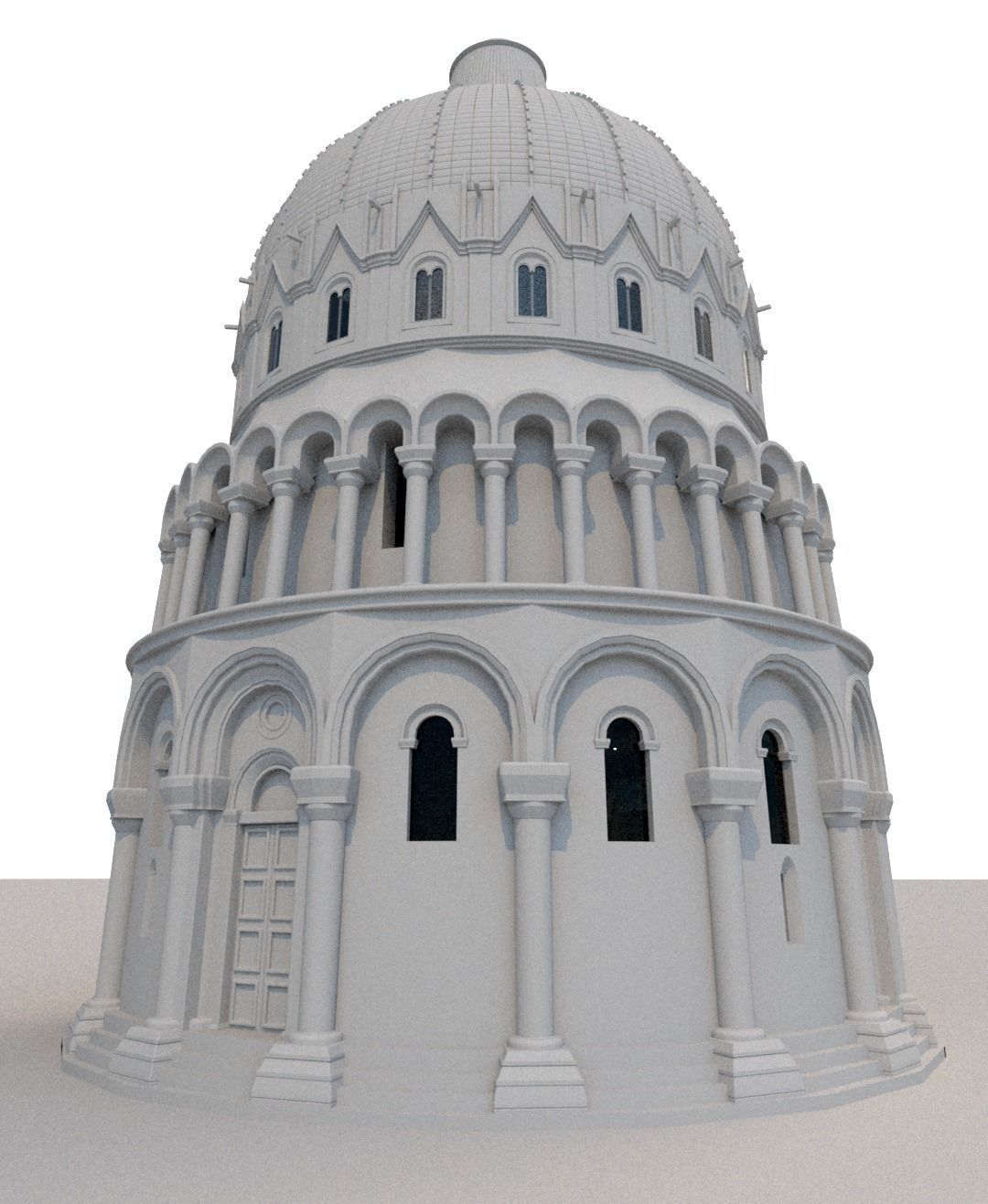Baptistery leaning tower of pisa 3D model_8