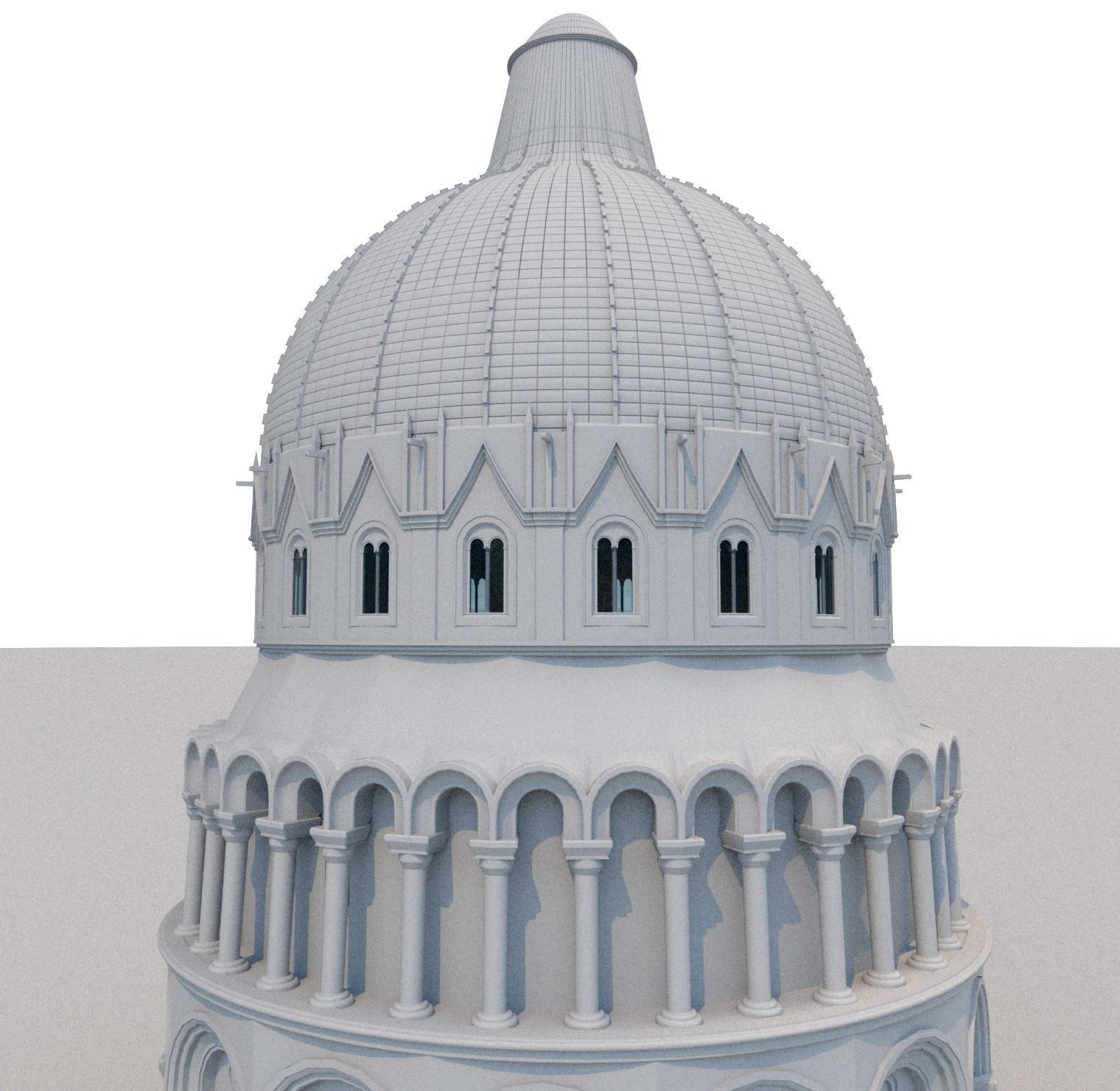Baptistery leaning tower of pisa 3D model_7