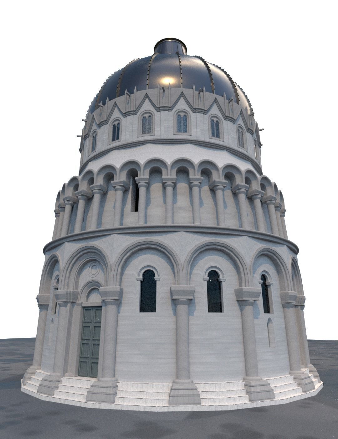 Baptistery leaning tower of pisa 3D model_2