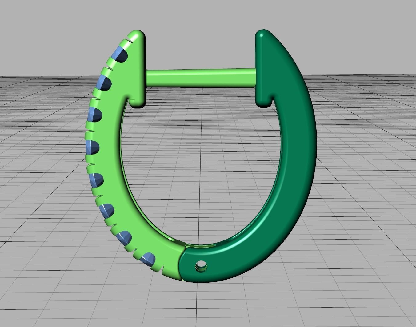 Small Hoop Earrings 11mm Oval Shape French Pave Setting 3D print model_12