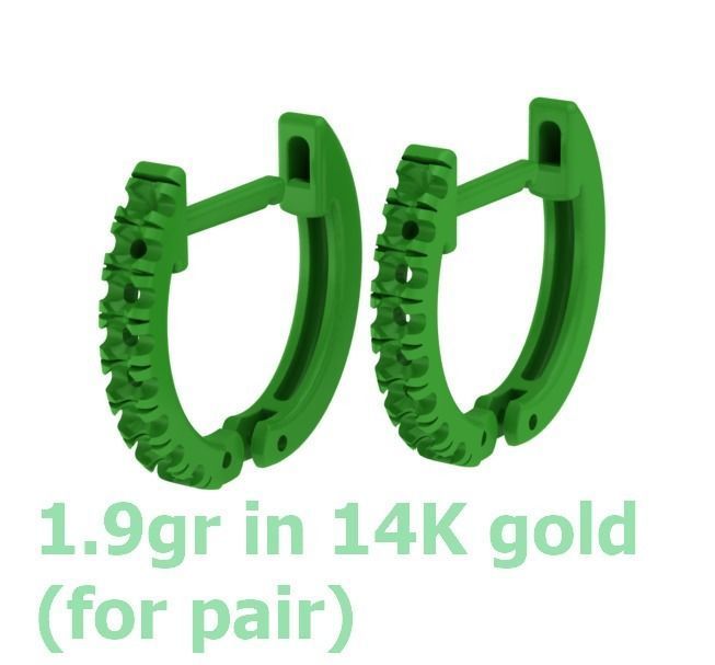 Small Hoop Earrings 11mm Oval Shape French Pave Setting 3D print model_10