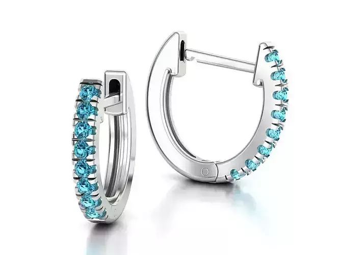 Small Hoop Earrings 11mm Oval Shape French Pave Setting 3D print model
