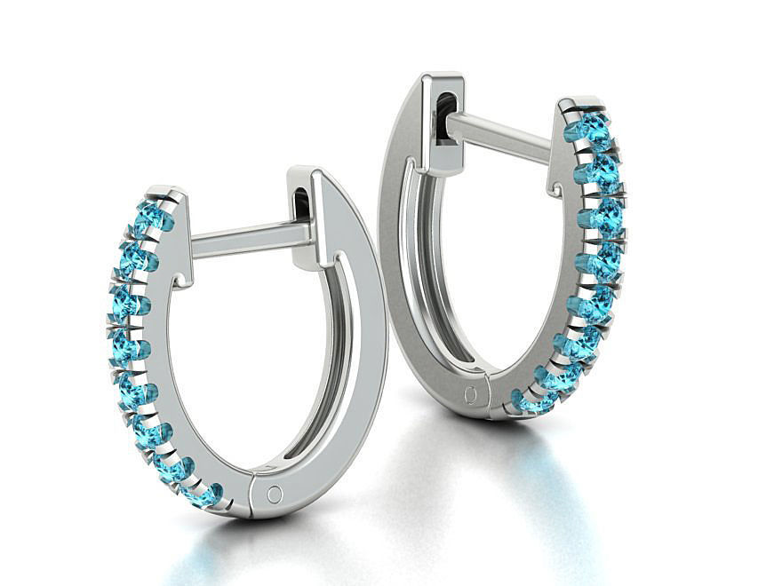 Small Hoop Earrings 11mm Oval Shape French Pave Setting 3D print model_5