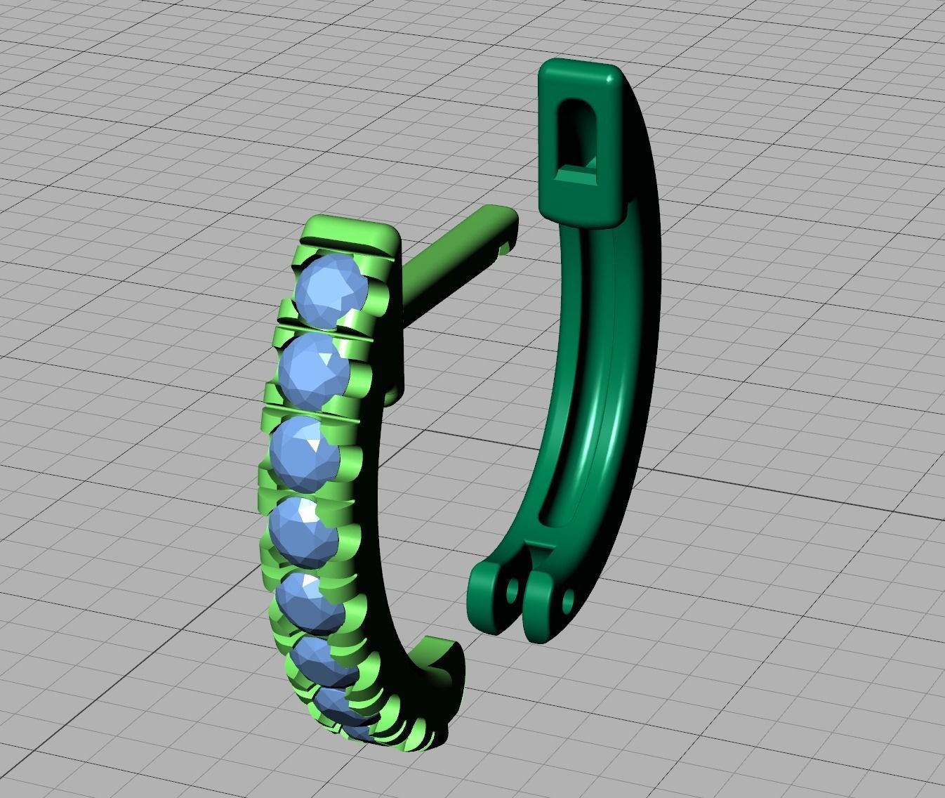 Small Hoop Earrings 11mm Oval Shape French Pave Setting 3D print model_15