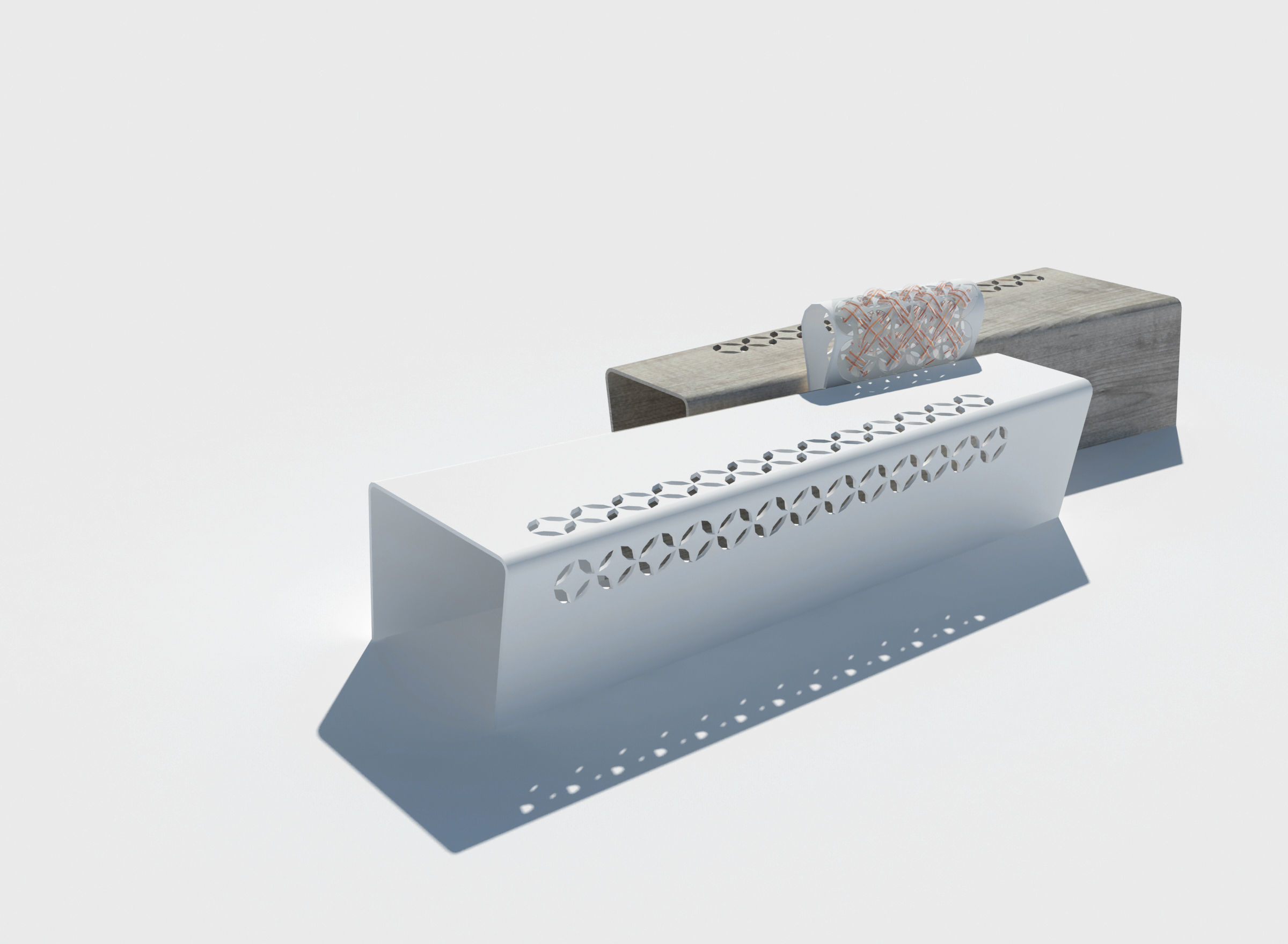 bench orange with holes in it 3D model_1