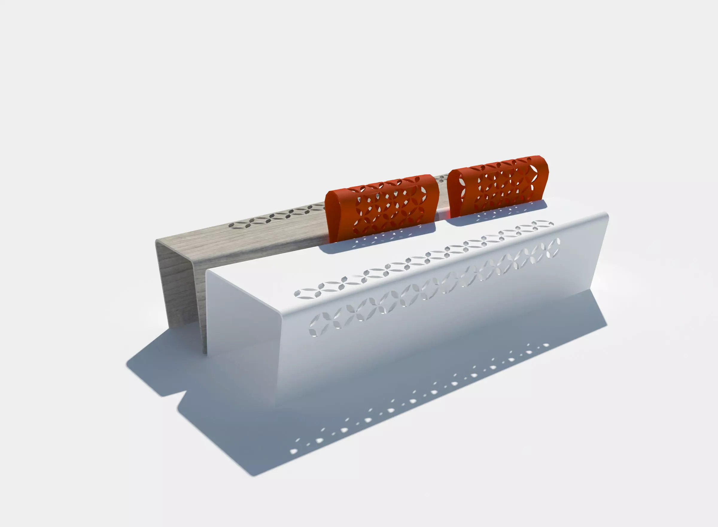 bench orange with holes in it 3D model_0
