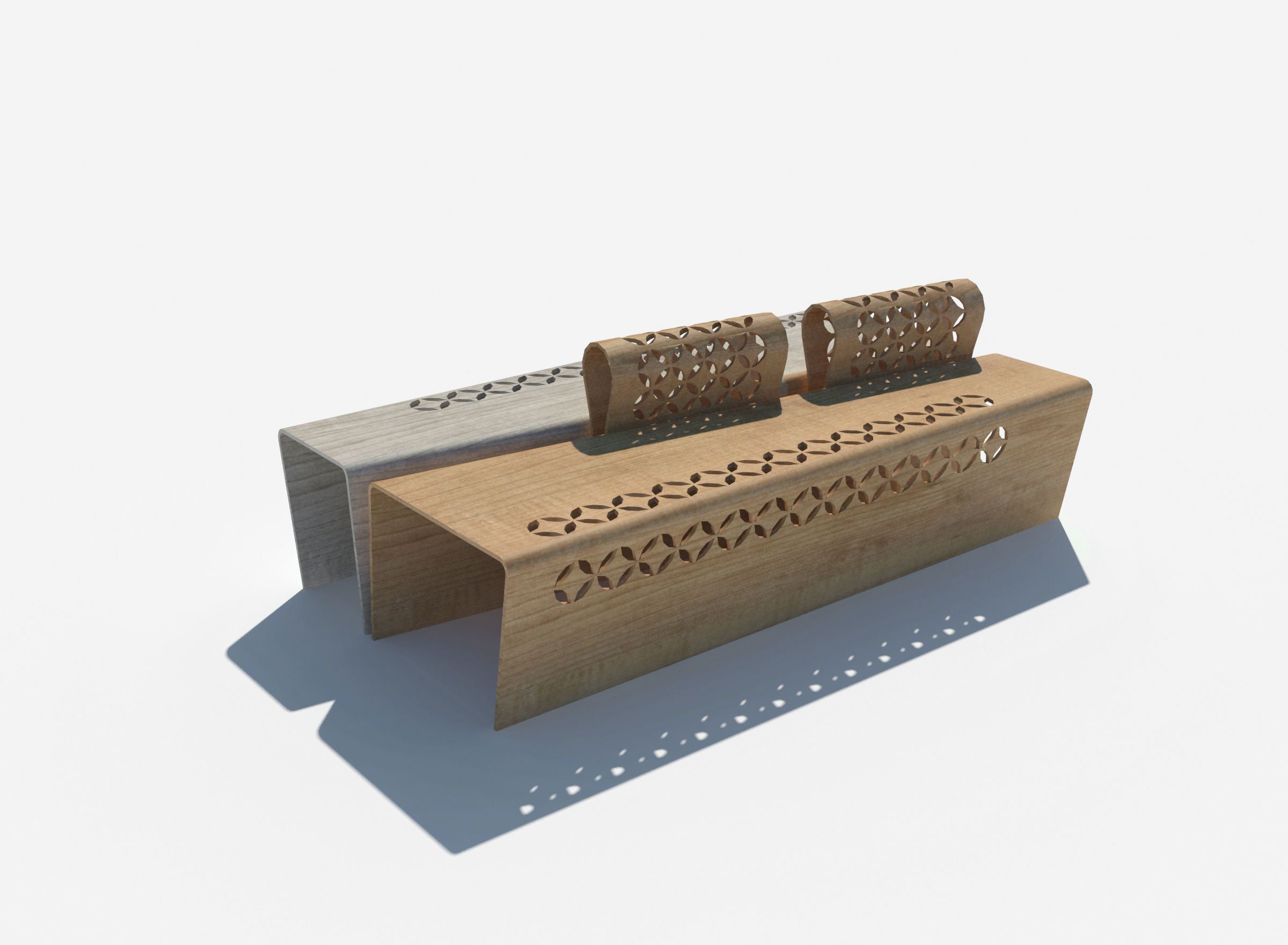 bench orange with holes in it 3D model_2